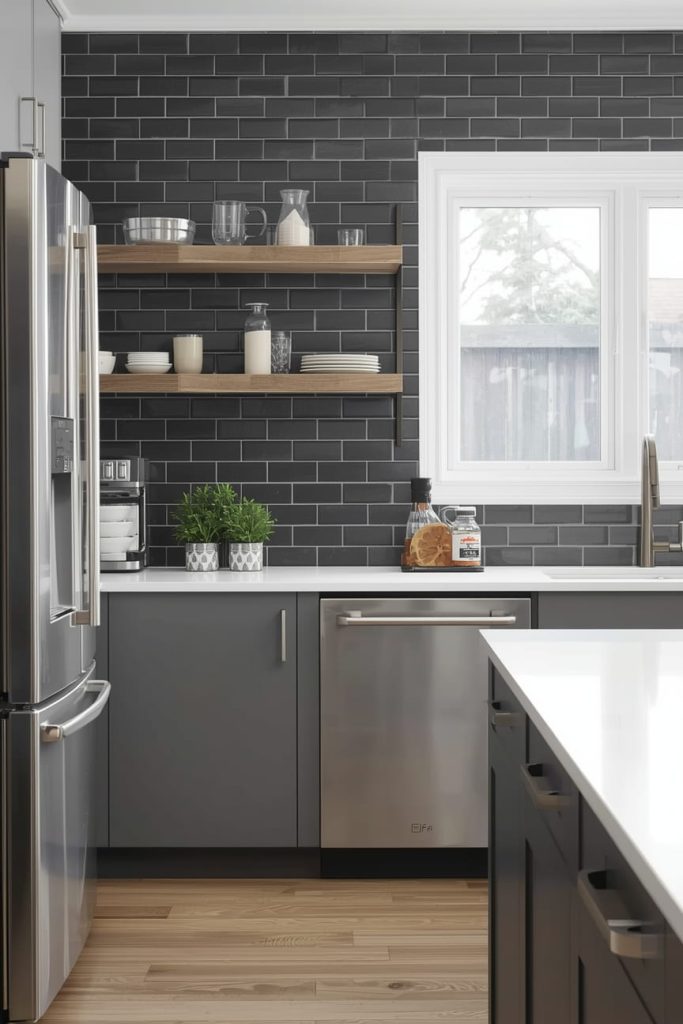 Black Tile Backsplash Kitchen for Timeless Drama