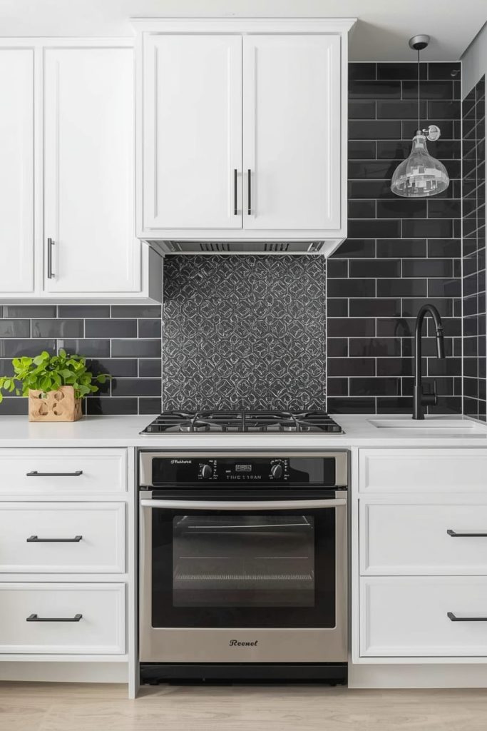 Black and White Backsplash for White Cabinets (Crisp & Clean)