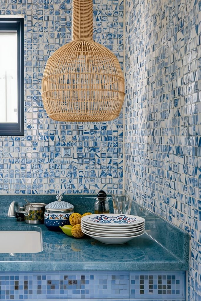 Blue Mosaic Tile Backsplash (Intricate & Eye-Catching)