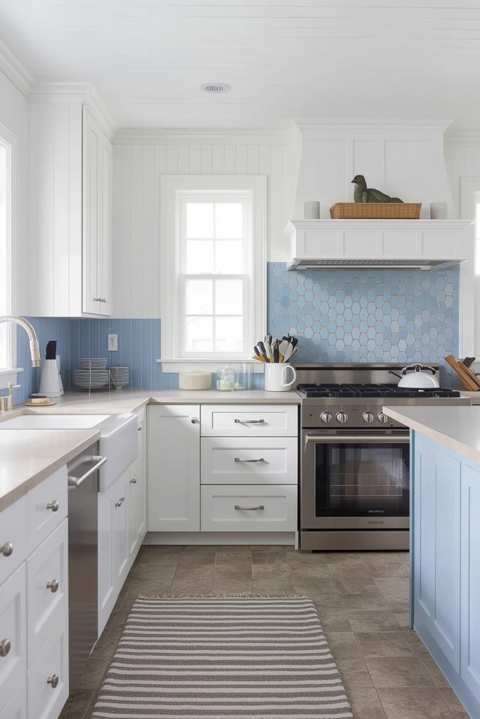 Coastal Blue and White Backsplash (Beach House Vibes)