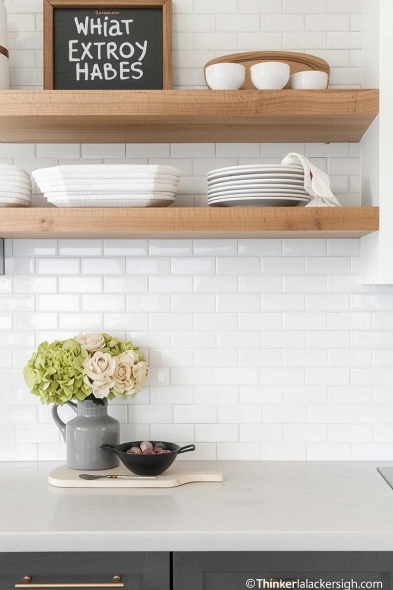 Farmhouse White Subway Tile Backsplash With Handmade Texture