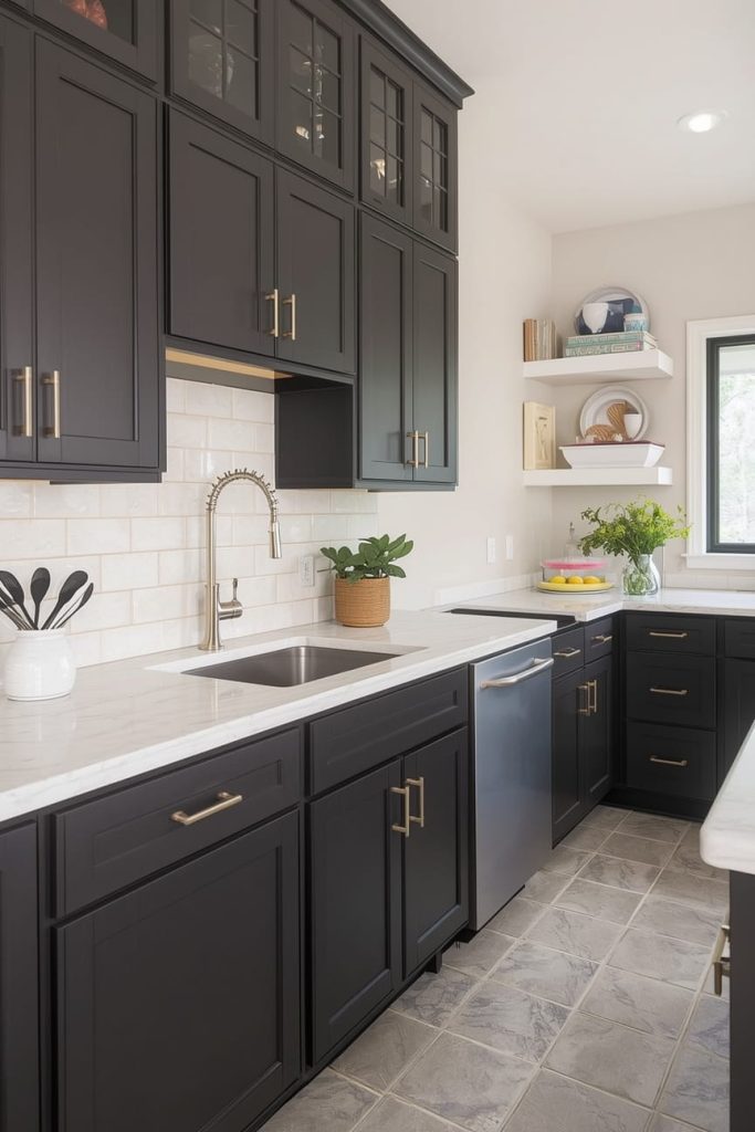 Glass Tile Backsplash for Dark Cabinets (Light-Reflecting Magic)