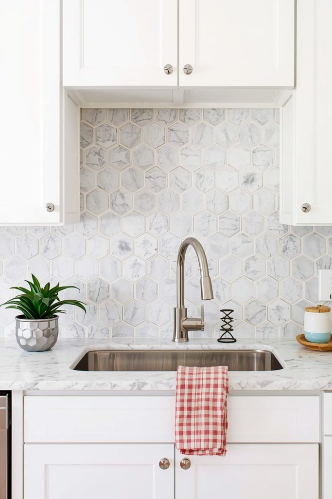 Grey Marble Look Backsplash (Luxury Kitchen Finishes Without the Price)