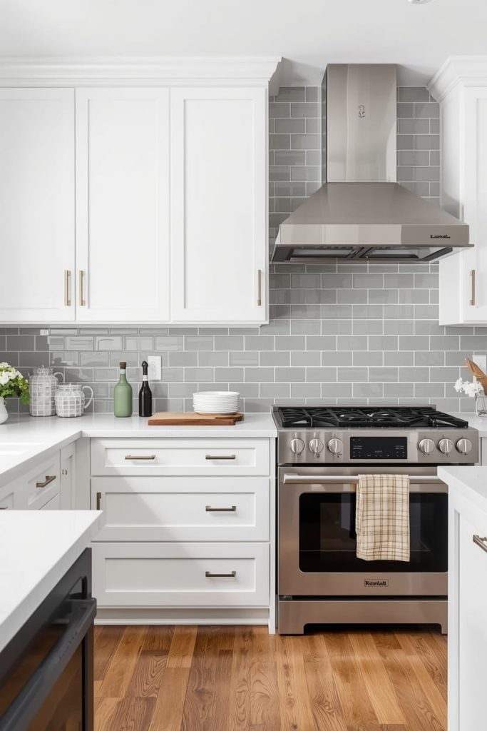 Grey and White Patterned Tile Backsplash (Subtle Statement)