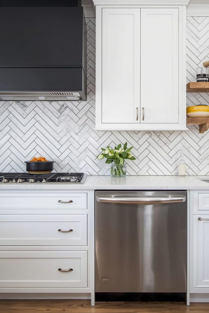 Herringbone Black and White Tile (Subtle Pattern Play)