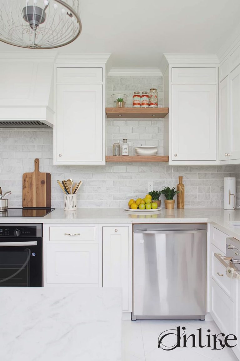 Marble Gray Backsplash White Kitchen for a Luxe Feel