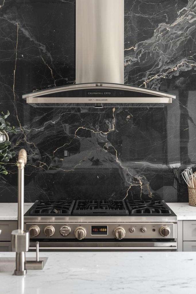 Matte Black Kitchen Backsplash for a Sleek Look