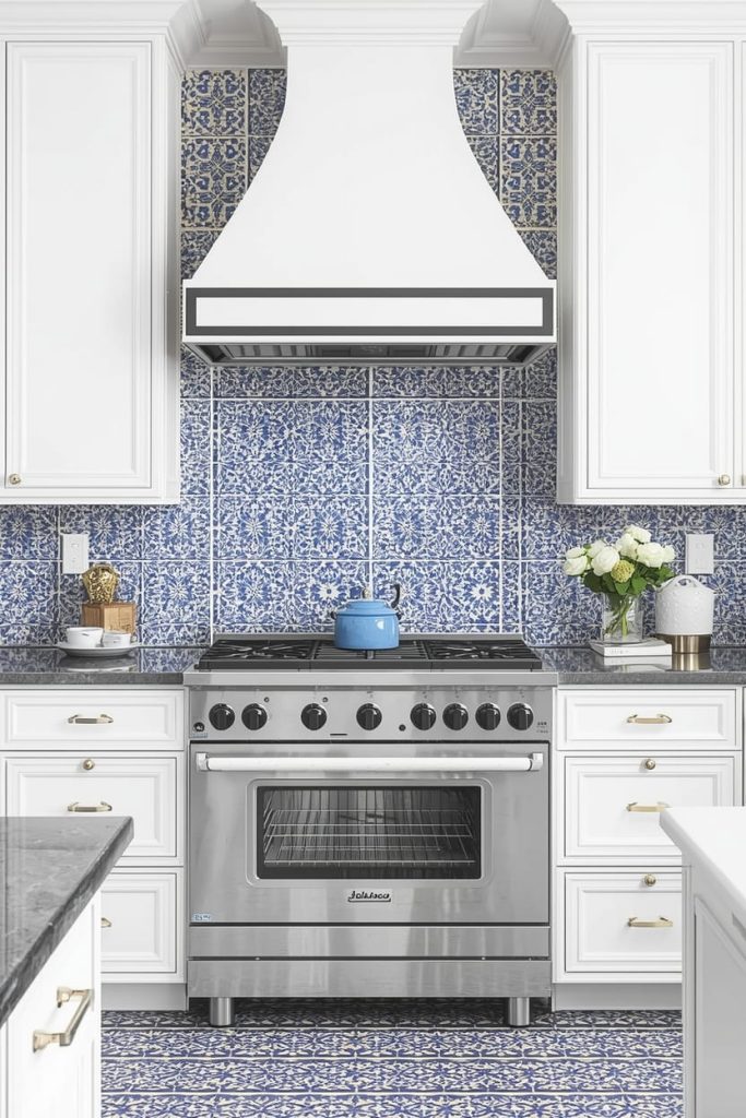 Moroccan Blue and White Patterned Tile (Global & Artistic)