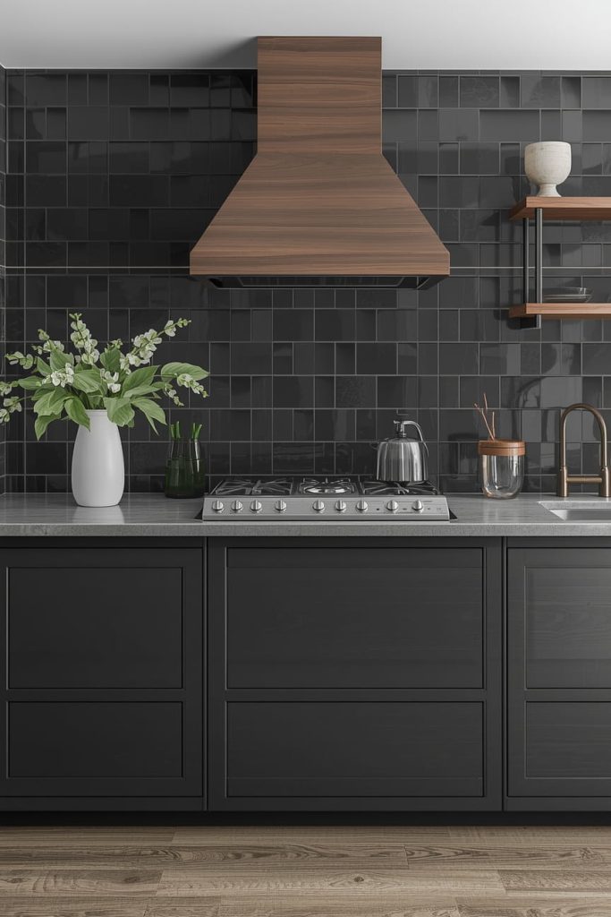 Navy Kitchen Backsplash With Sophisticated Color