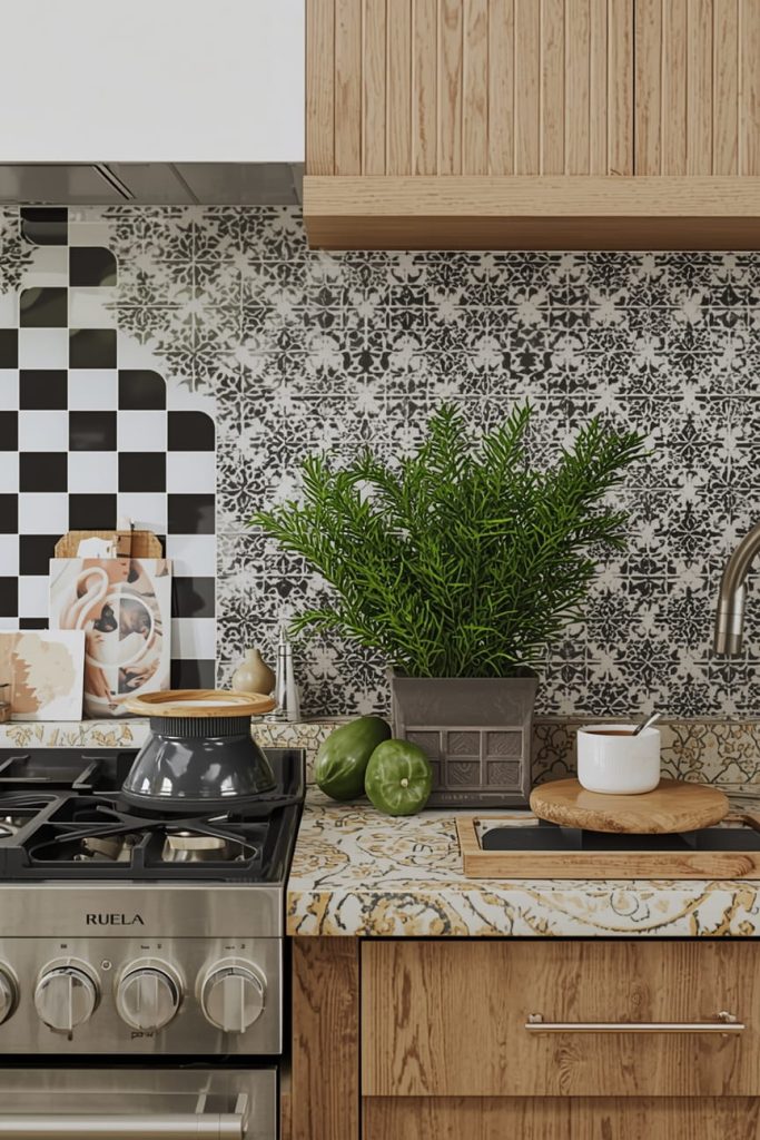 Peel and Stick Black and White Backsplash (Budget-Friendly DIY)