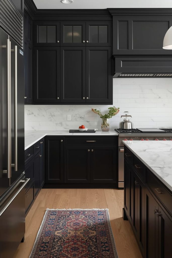 Stone Backsplash Dark Kitchen (Natural and Grounded)