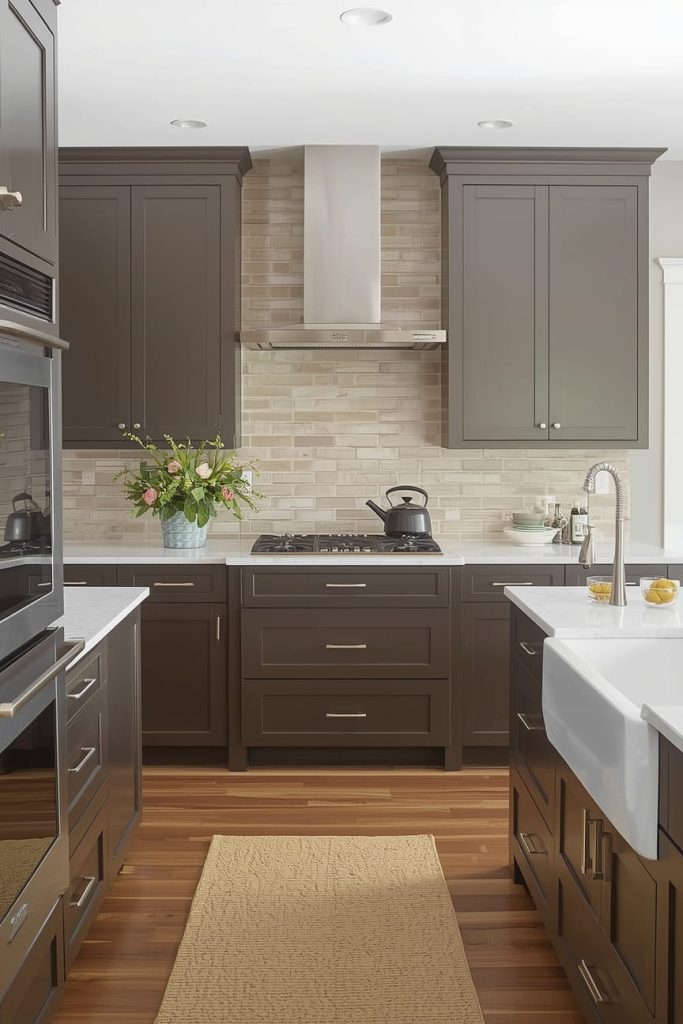 White Backsplash for Dark Cabinets (The Timeless Contrast)
