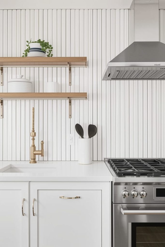 White Subway Tile Backsplash With White Grout for a Clean Finish