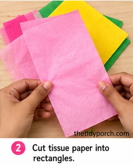 cut tissue paper into rectangles