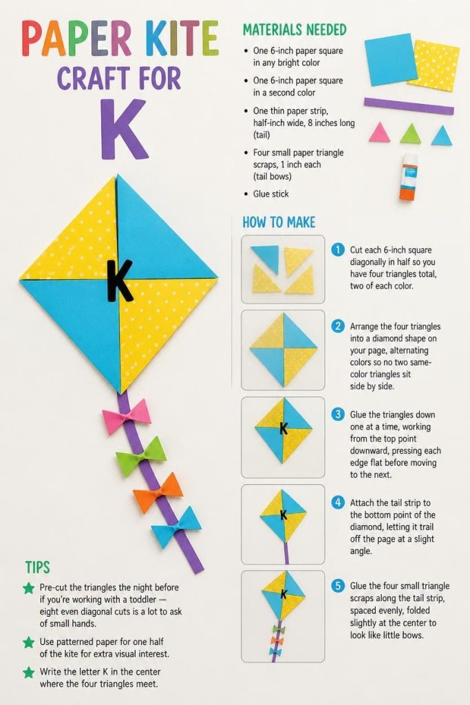 Paper Kite Craft for Letter K