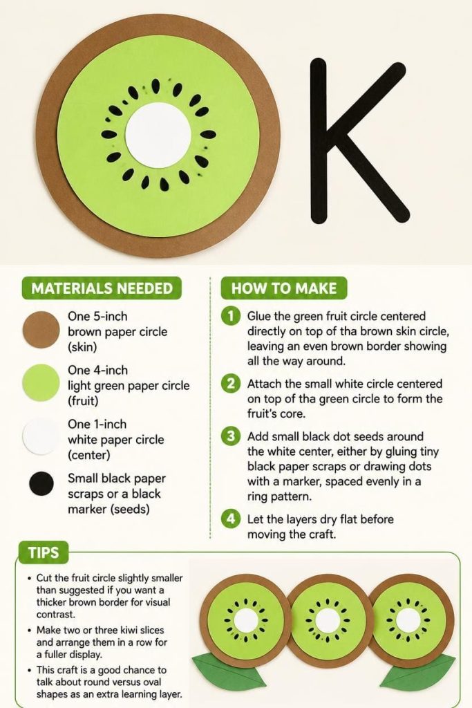 Paper Kiwi Craft for Letter K