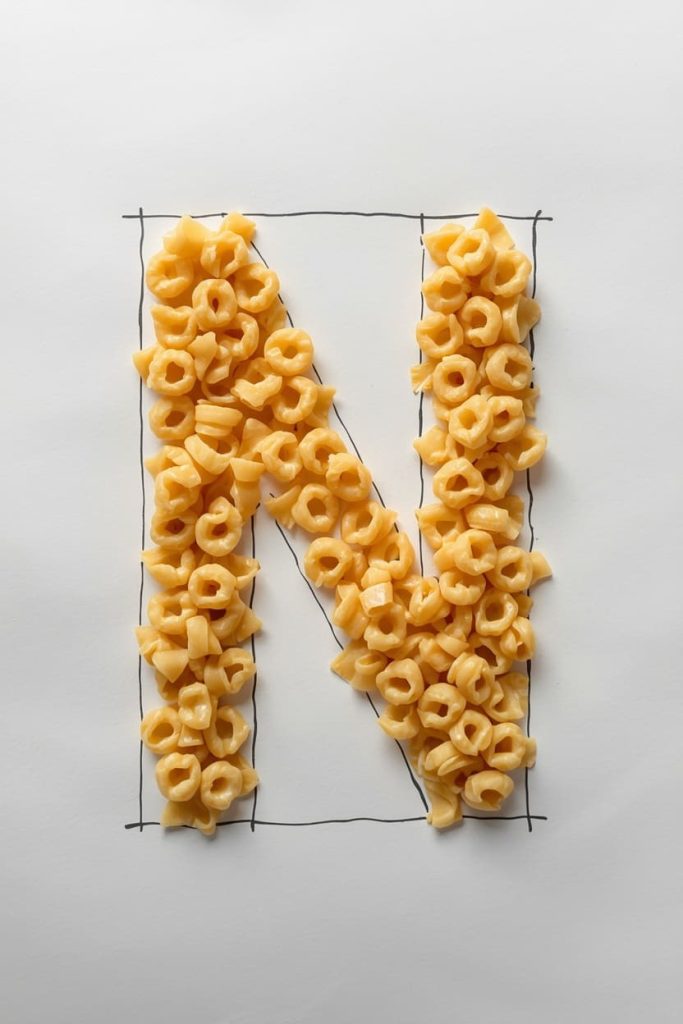 Noodle Craft: A Textured N Using Dry Pasta