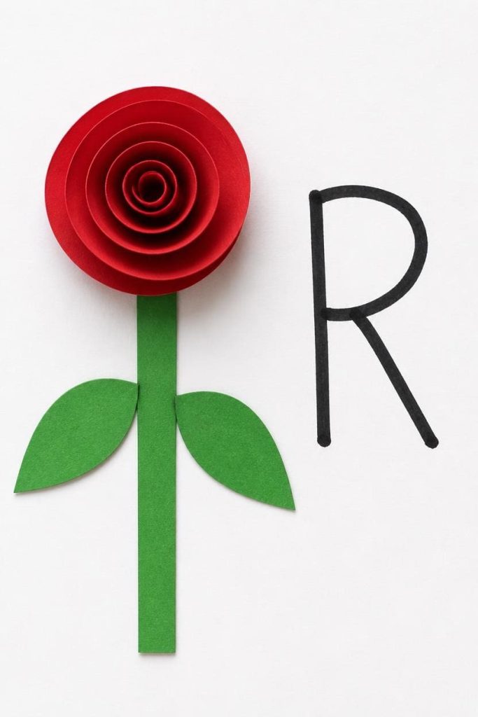 Paper Rose Craft for Letter R