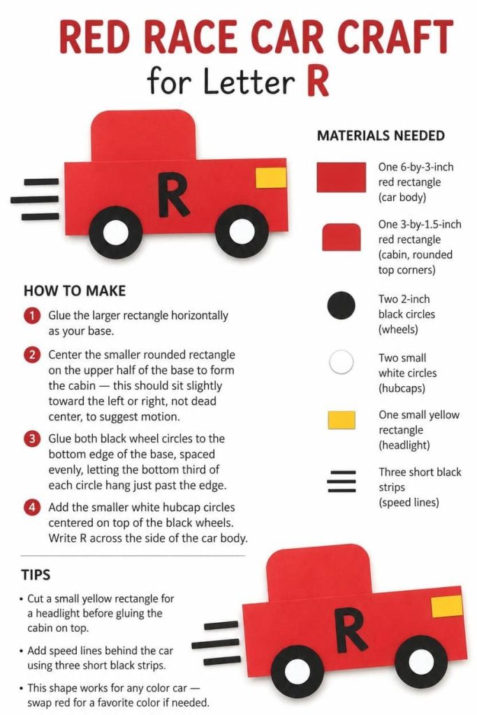 Red Racecar Craft for Letter R