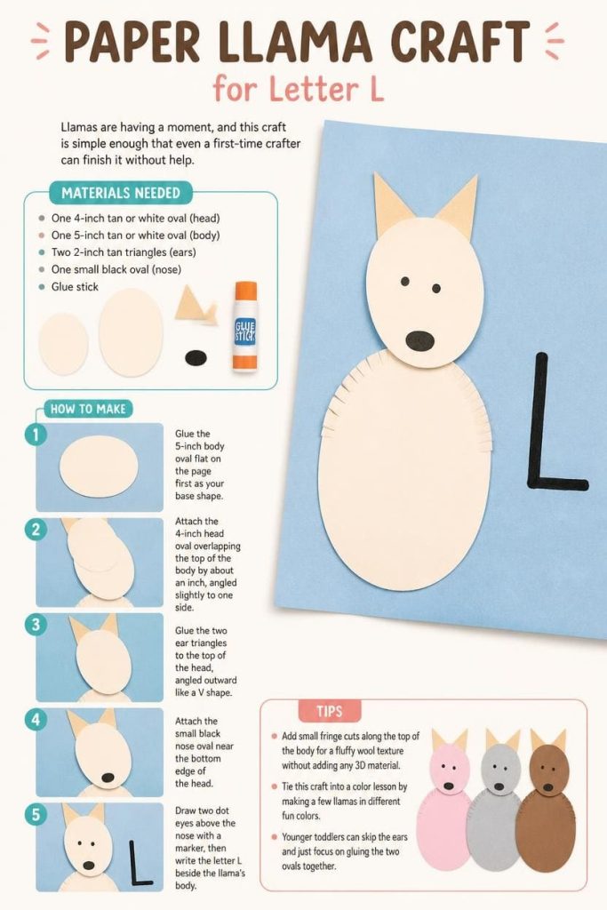 Paper Llama Craft for Letter L