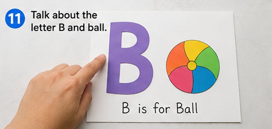 talk about the letter b and ball