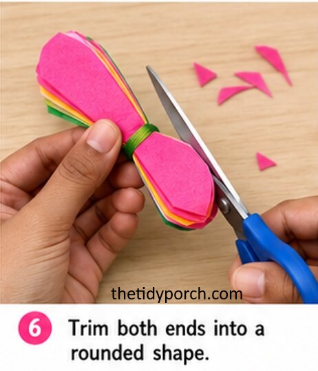 trim both ends into a rounded shape