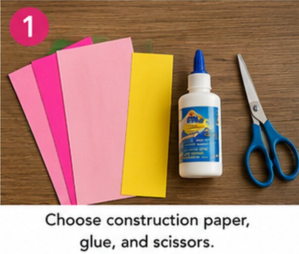 choose construction paper, glue, and scissors