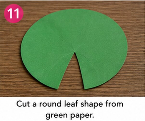 cut a round leaf shape from green paper