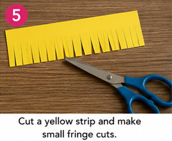 cut a yellow strip and make small fringe cuts