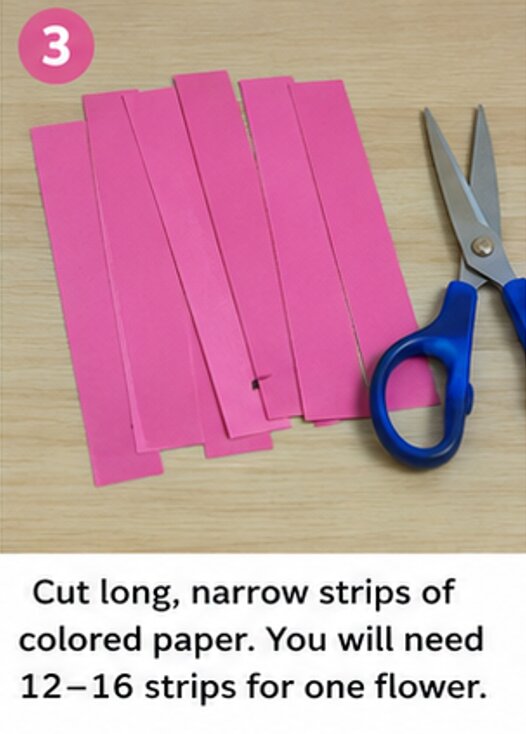 cut long, narrow strips of colored paper