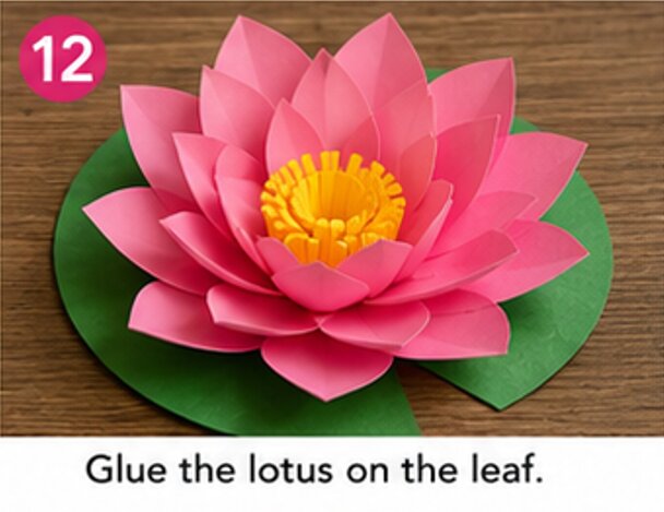 glue the lotus on the leaf