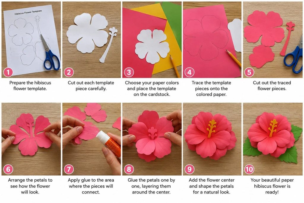 Hibiscus Flower Paper Craft