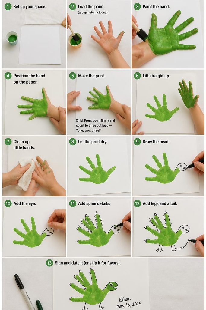 handprint dinosaur craft